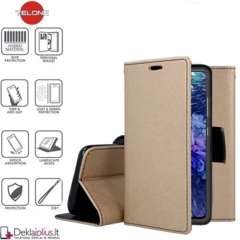 Atverčiamas dėklas su skyreliais - auksinės spalvos (Samsung S20 Fe)